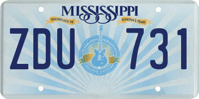 MS license plate ZDU731