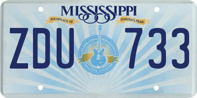 MS license plate ZDU733