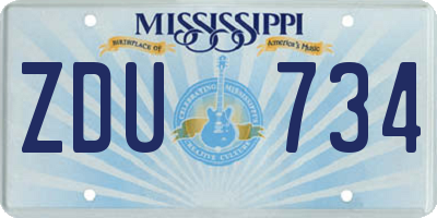 MS license plate ZDU734