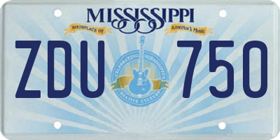 MS license plate ZDU750
