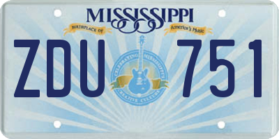MS license plate ZDU751