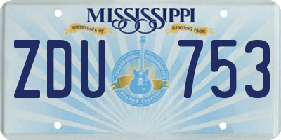 MS license plate ZDU753