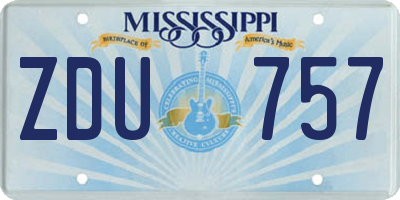 MS license plate ZDU757