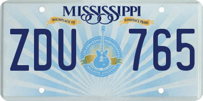 MS license plate ZDU765