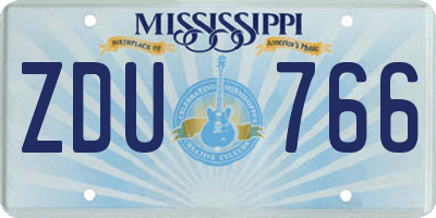 MS license plate ZDU766