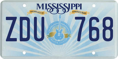MS license plate ZDU768