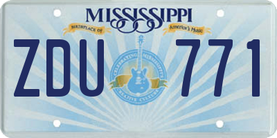 MS license plate ZDU771