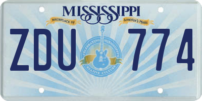 MS license plate ZDU774
