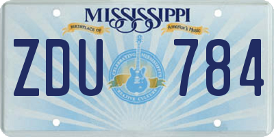 MS license plate ZDU784