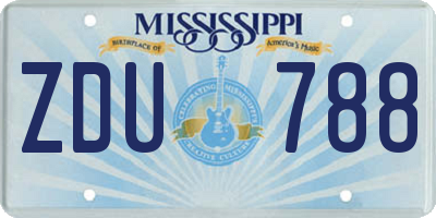MS license plate ZDU788