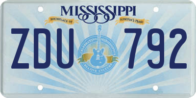 MS license plate ZDU792