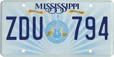 MS license plate ZDU794
