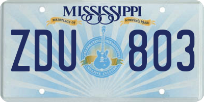 MS license plate ZDU803