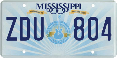 MS license plate ZDU804