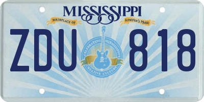 MS license plate ZDU818