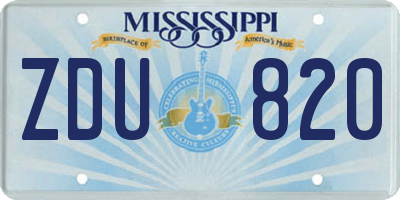 MS license plate ZDU820