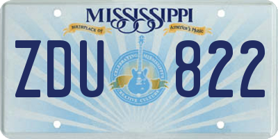 MS license plate ZDU822