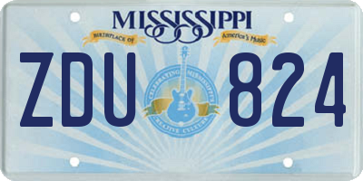 MS license plate ZDU824