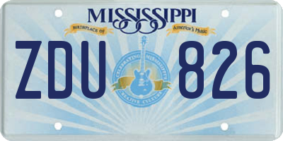 MS license plate ZDU826