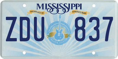 MS license plate ZDU837