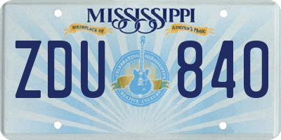 MS license plate ZDU840