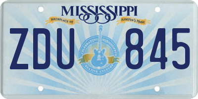 MS license plate ZDU845