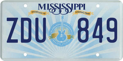 MS license plate ZDU849