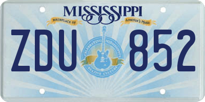 MS license plate ZDU852