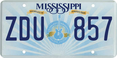 MS license plate ZDU857