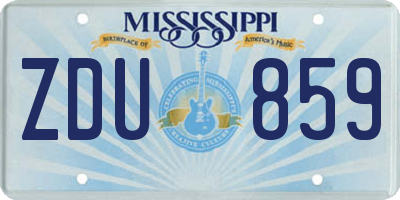 MS license plate ZDU859