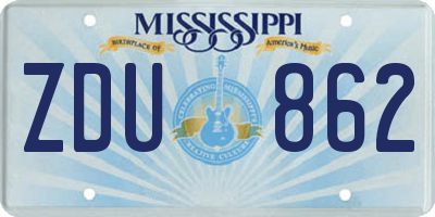 MS license plate ZDU862