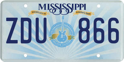 MS license plate ZDU866