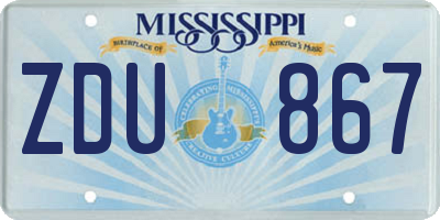 MS license plate ZDU867