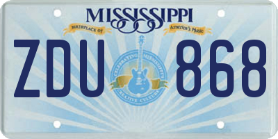 MS license plate ZDU868