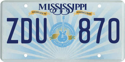 MS license plate ZDU870