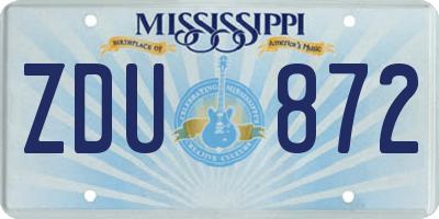 MS license plate ZDU872
