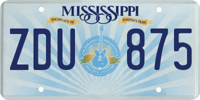 MS license plate ZDU875