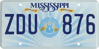 MS license plate ZDU876