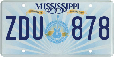 MS license plate ZDU878