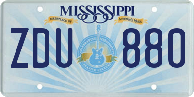 MS license plate ZDU880