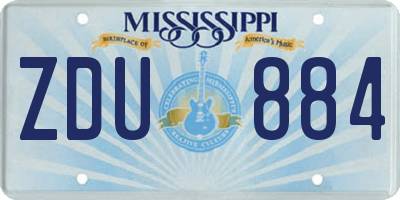 MS license plate ZDU884