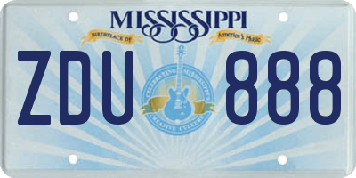 MS license plate ZDU888