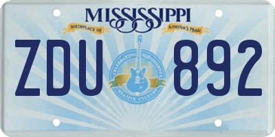 MS license plate ZDU892