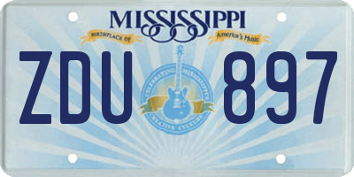 MS license plate ZDU897