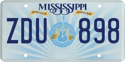 MS license plate ZDU898