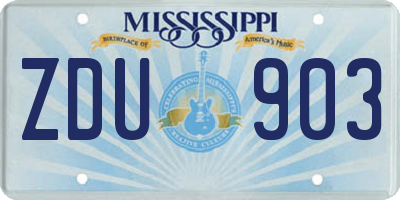 MS license plate ZDU903