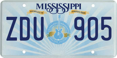 MS license plate ZDU905