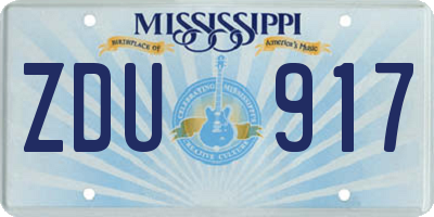 MS license plate ZDU917
