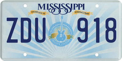 MS license plate ZDU918