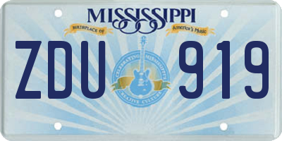 MS license plate ZDU919
